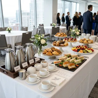 Mesa de coffee break corporativo profissional