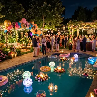 Decoração colorida e animada para festas e eventos