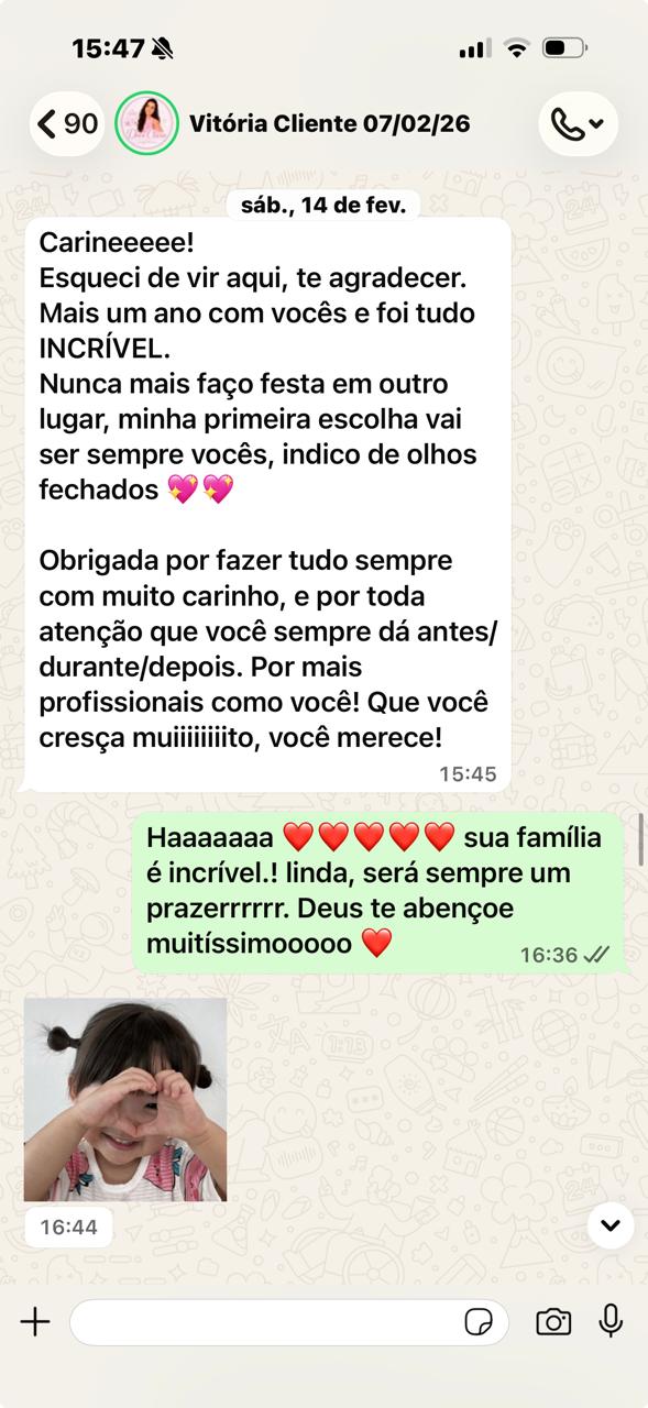 Depoimento de cliente satisfeita com o Buffet Big House